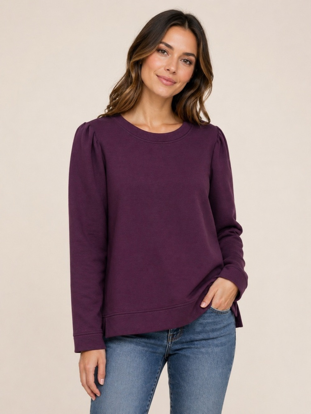 Cable & Gauge Studio Blackberry Wine Top 3X NWT Soft Knit Long Sleeve
